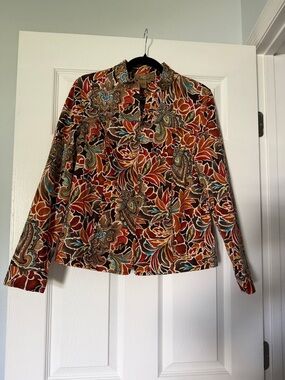 Peck & Peck Multicolor Paisley Floral Jean Jacket